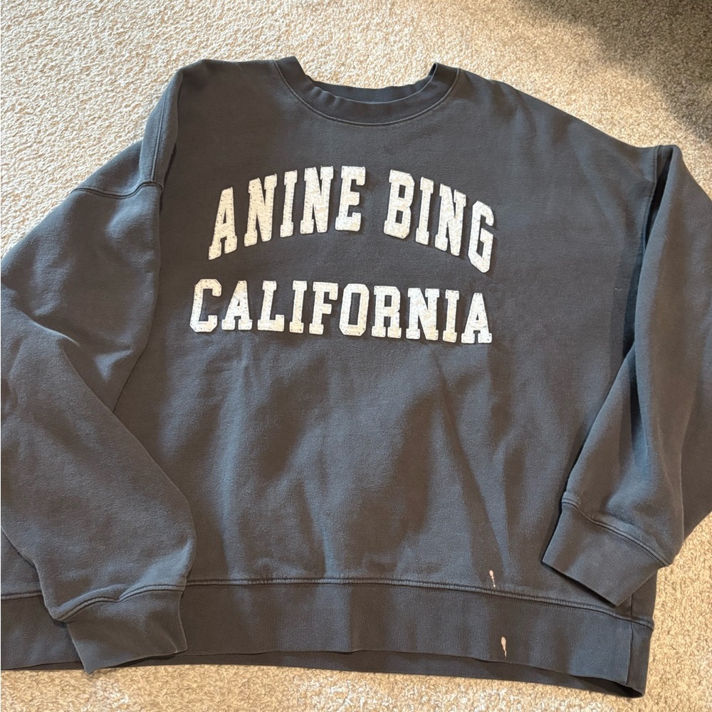 Anine Bing Crewneck Sweater in Charcoal Gray